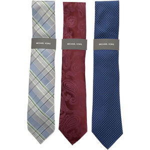 Michael Kors Necktie Lot of 3 Classic Width/Length Blue, Light Blue, Maroon NEW